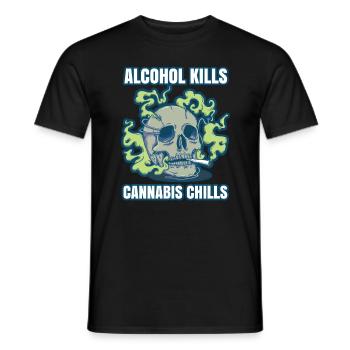 L’alcool tue les frissons du cannabis Fumer de l’herbe Pothead - T-shirt homme - noir - Devant - AI Model Male 178 light (178cm)