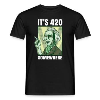 C’est 420 Somewhere Cannabis Weed Smoking THC Ganja - T-shirt homme - noir - Devant - AI Model Male 178 light (178cm)
