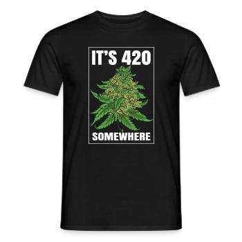 C’est 420 Somewhere Cannabis Weed Smoking THC Ganja - T-shirt homme - noir - Devant - AI Model Male 178 light (178cm)