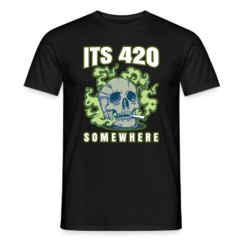 It's 420 Somewhere Cannabis Weed Smoking THC Ganja - Men's T-Shirt - black - Front - AI Model Male 178 light (178cm)