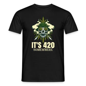 C’est 420 Somewhere Cannabis Weed Smoking THC Ganja - T-shirt homme - noir - Devant - AI Model Male 178 light (178cm)