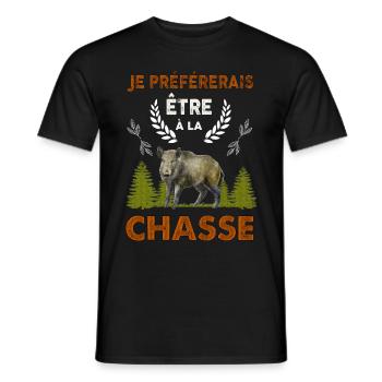 Je Préférerais Etre A La Chasse Citation Chasseur - T-shirt homme - noir - Devant - AI Model Male 178 light (178cm)
