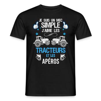 Tracteur Et Apéros Le Combo Parfait Cadeau Homme - T-shirt homme - noir - Devant - AI Model Male 178 light (178cm)