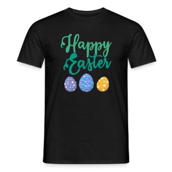 Happy Easter Funny Easter Rabbit Easter Eggs - Men's T-Shirt - black - Front - AI Model Male 178 light (178cm)