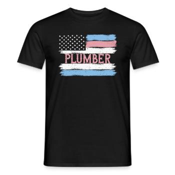 US Pride Heating Engineer Pipe Fitter Gift Idea - Men's T-Shirt - black - Front - AI Model Male 178 light (178cm)