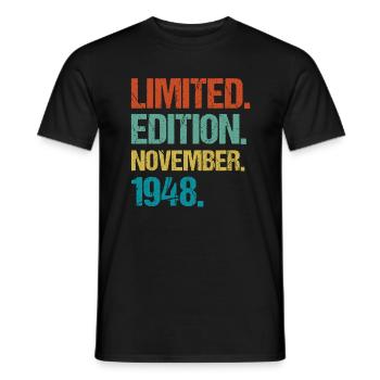 75. Geburtstag 75 Jahre November 1948 - Männer T-Shirt - Schwarz - Vorne - AI Model Male 178 light (178cm)