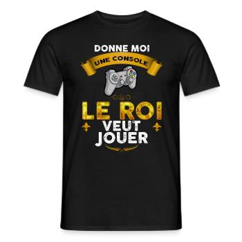 Joueur De Jeux vidéo Le roi Veut Jouer - T-shirt homme - noir - Devant - AI Model Male 178 light (178cm)