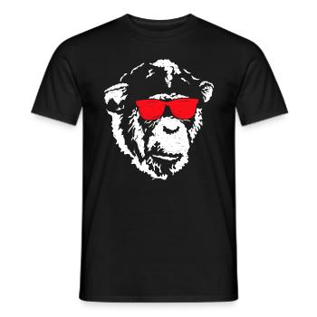 Monkey with red sunglasses - Men's T-Shirt - black - Front - AI Model Male 178 light (178cm)