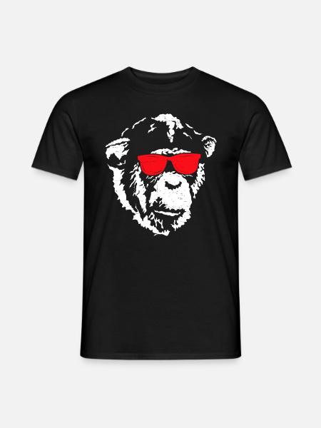 Affe mit Roter Sonnenbrille - Männer T-Shirt - Schwarz
