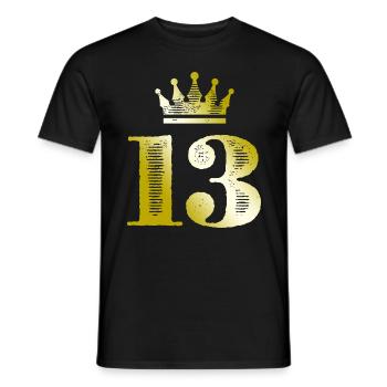 13 Chiffre Couronne Or - T-shirt homme - noir - Devant - AI Model Male 178 light (178cm)