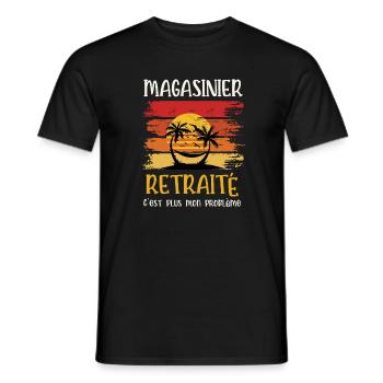 magasinier retraité - T-shirt homme - noir - Devant - AI Model Male 178 light (178cm)