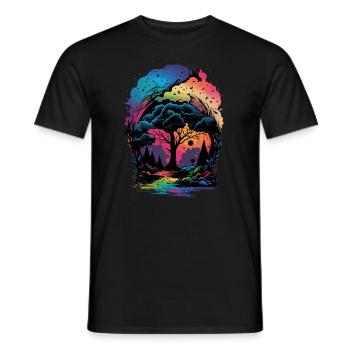 Magischer Wald bunt - Männer T-Shirt - Schwarz - Vorne - AI Model Male 178 light (178cm)
