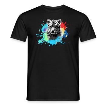 Tiger Baby,Tiger,Blue,Graffiti,Painting,Blot - Men's T-Shirt - black - Front - AI Model Male 178 light (178cm)