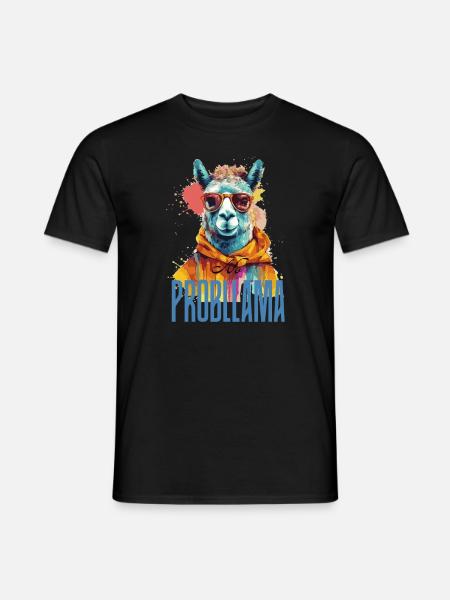 No Probllama Lama No Problem - Männer T-Shirt - Schwarz