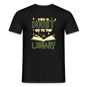When In Doubt Go To The Library Book Reading - Men's T-Shirt - black - Front - AI Model Male 178 light (178cm)