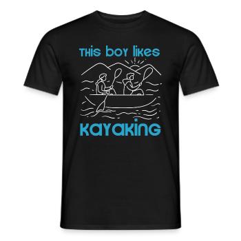 Un garçon aime le kayak Sports nautiques Le kayak - T-shirt homme - noir - Devant - AI Model Male 178 light (178cm)
