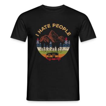 I Hate People - Funny Camping Saying - Men's T-Shirt - black - Front - AI Model Male 178 light (178cm)