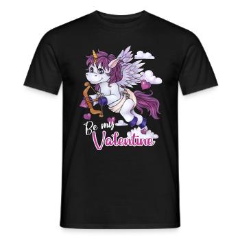 Be my Valentine niedliches Amor Einhorn Geschenk - Männer T-Shirt - Schwarz - Vorne - AI Model Male 178 light (178cm)