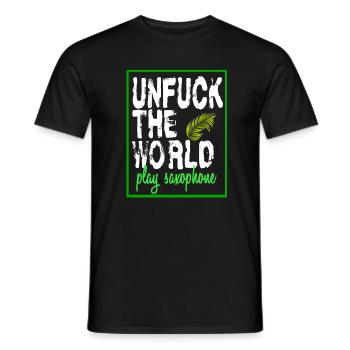 saxophone - Men's T-Shirt - black - Front - AI Model Male 178 light (178cm)