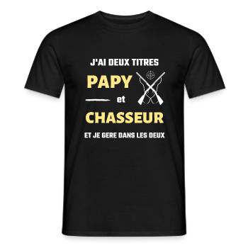 papy chasseur deux titres humour chasse homme - T-shirt homme - noir - Devant - AI Model Male 178 light (178cm)