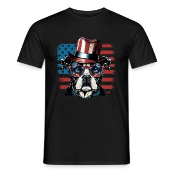 Patriotic Dog American Flag Patriot - Men's T-Shirt - black - Front - AI Model Male 178 light (178cm)