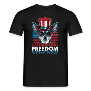 Chihuahua célèbre la liberté avec un woof - T-shirt homme - noir - Devant - AI Model Male 178 light (178cm)