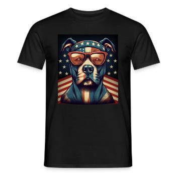 Patriote Pitbull Drapeau américain Pitbull Patriotique - T-shirt homme - noir - Devant - AI Model Male 178 light (178cm)