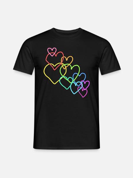 bunte Herzen Valentinstag - Männer T-Shirt - Schwarz