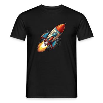 Rakete im Comic Stil - Männer T-Shirt - Schwarz - Vorne - AI Model Male 178 light (178cm)