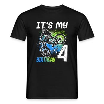 Vélo 4ème anniversaire VTT 4 ans - T-shirt homme - noir - Devant - AI Model Male 178 light (178cm)