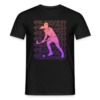 Hockey Vintage joueur de hockey sur gazon fille - T-shirt homme - noir - Devant - AI Model Male 178 light (178cm)