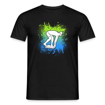 Schwimmen Schwimmer Kinder Herren Schwimm Jungen - Männer T-Shirt - Schwarz - Vorne - AI Model Male 178 light (178cm)