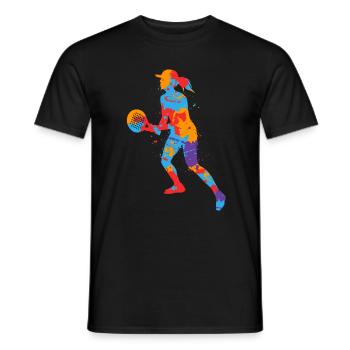 Joueur de padel Filles colorées Padel Tennis - T-shirt homme - noir - Devant - AI Model Male 178 light (178cm)