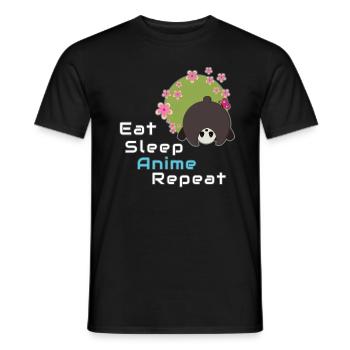 Anime Panda Liebhaber Essen Schlaf Anime Wiederholung - Männer T-Shirt - Schwarz - Vorne - AI Model Male 178 light (178cm)