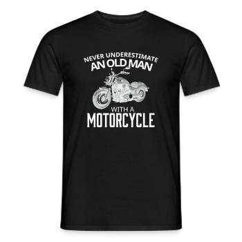 Don't Underestimate Old Man on His Motorcycle - Men's T-Shirt - black - Front - AI Model Male 178 light (178cm)