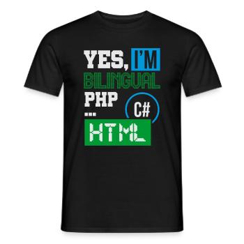 Computerprogrammierer Humor Ja, ich bin zweisprachig HTML - Männer T-Shirt - Schwarz - Vorne - AI Model Male 178 light (178cm)