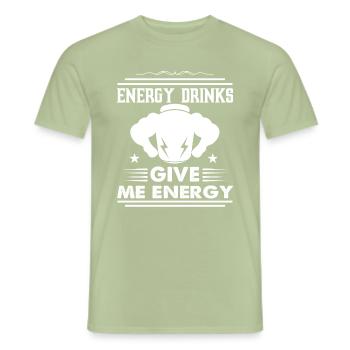 Energy Drinks Give Me Energy Muscleman Caffeine - Men's T-Shirt - sage - Front - AI Model Male 178 light (178cm)
