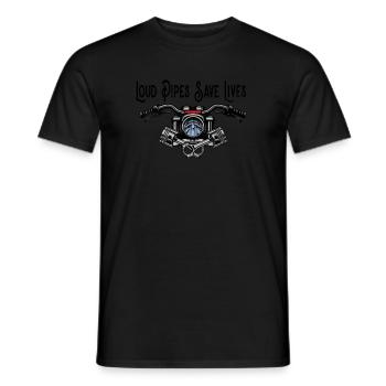 Motorcyclist Biker Loud Pipes Save Lives - Men's T-Shirt - black - Front - AI Model Male 178 light (178cm)