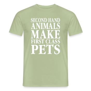 Animal Rescue Second Hand Animals Make First - Men's T-Shirt - sage - Front - AI Model Male 178 light (178cm)