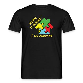 Puzzle Lover Home est l’endroit où je fais des puzzles - T-shirt homme - noir - Devant - AI Model Male 178 light (178cm)