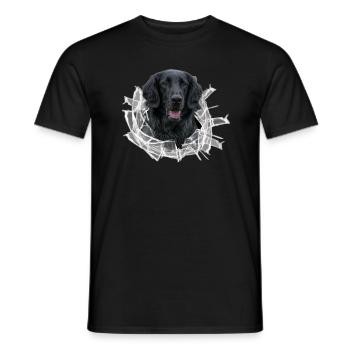 Flat Coated Retriever im Glasloch - Männer T-Shirt - Schwarz - Vorne - AI Model Male 178 light (178cm)