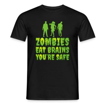 Humour de zombies Les zombies mangent des cerveaux, vous êtes en sécurité - T-shirt homme - noir - Devant - AI Model Male 178 light (178cm)