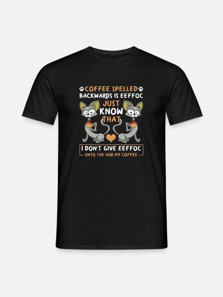Katzenliebhaber Geschenk Kaffee rückwärts geschrieben ist EEFFOC - Männer T-Shirt - Schwarz