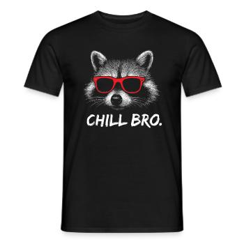 CHILL BRO – Funny raccoon with sunglasses - Men's T-Shirt - black - Front - AI Model Male 178 light (178cm)
