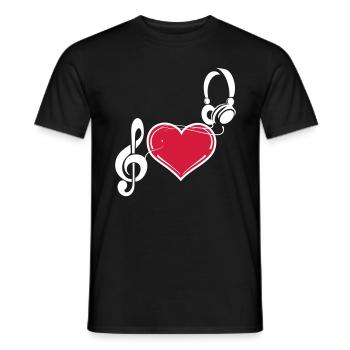 Party Music Love Music Headphones Clef - Men's T-Shirt - black - Front - AI Model Male 178 light (178cm)