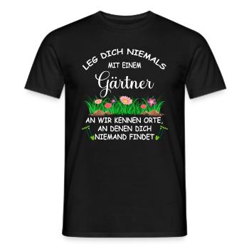 Leg dich niemals mit einem Gärtner an Lustiger - Männer T-Shirt - Schwarz - Vorne - AI Model Male 178 light (178cm)