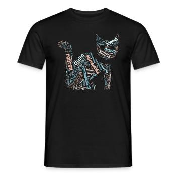 Chat : mots autour du chat pour amoureux des chats - T-shirt homme - noir - Devant - AI Model Male 178 light (178cm)