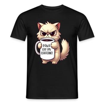 Katze mit einer Tasse Kaffee - Männer T-Shirt - Schwarz - Vorne - AI Model Male 178 light (178cm)