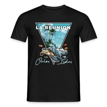 L'île de la Réunion 974 Océan Indien Cadeau - T-shirt homme - noir - Devant - AI Model Male 178 light (178cm)