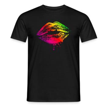 LGBTQ / Gay / Lesbian / Lip Mouth Kiss - T-shirt homme - noir - Devant - AI Model Male 178 light (178cm)